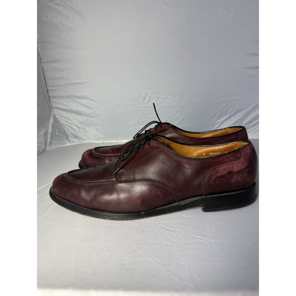 Allen Edmonds Bradley Burgundy Leather Derby Dress Shoes Round Toe 15 D Men's - Picture 2 of 10